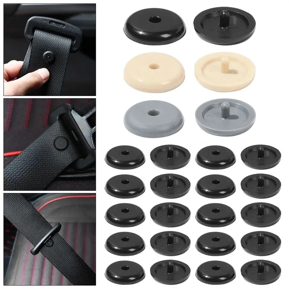 Afbeelding van Zwarte Plastic Veiligheidsgordel Stopper met Gespclip en Houder – 1, 10 of 20 Stuks voor Auto Interieuronderdelen