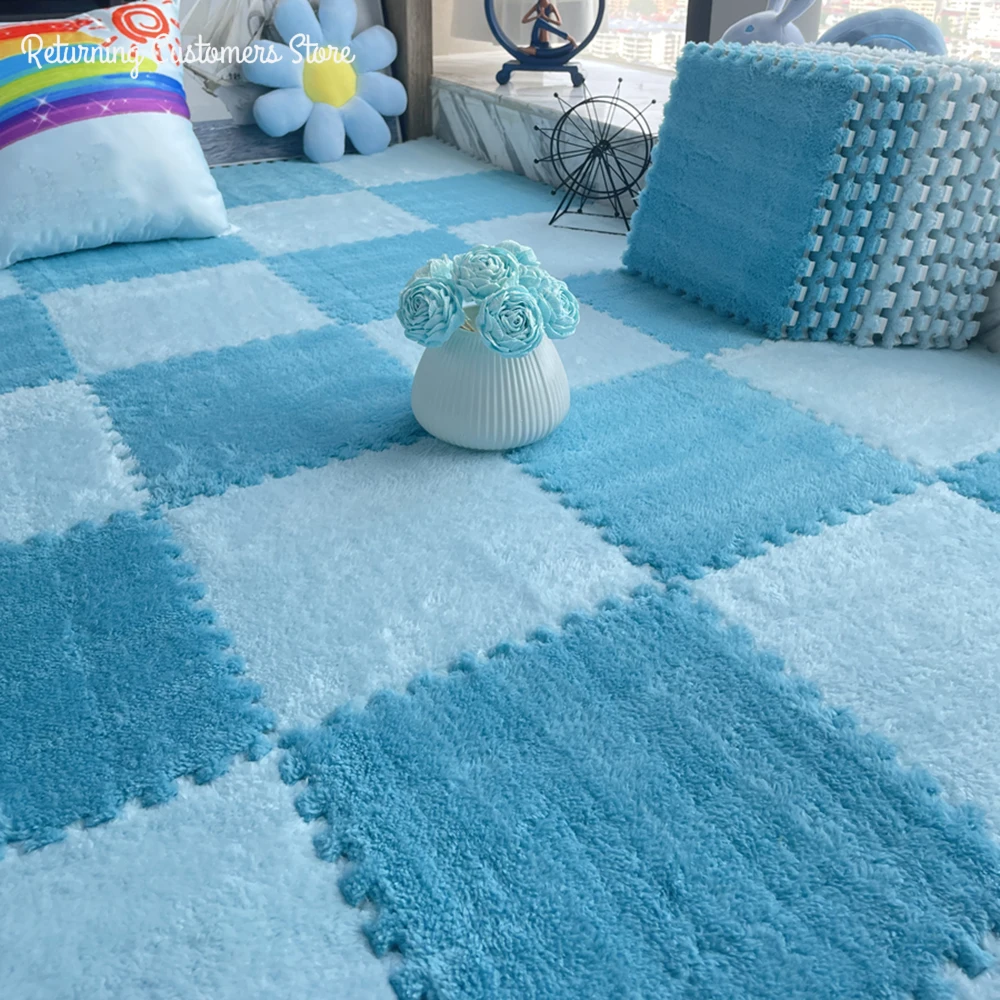 Afbeelding van Zachte Pluche Speelkleed voor Kinderen - 30x30 cm Puzzel Tapijt met Warme Vloerbedekking voor Grijpende Oefening en Speelplezier