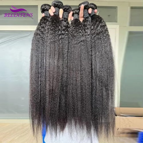 Immagine di Estensioni di Capelli Umani Lisci Yaki 100% Naturali, Fasci da 24, 26 e 28 Pollici, Alta Qualità per Donne con Capelli Crespi o Ricci