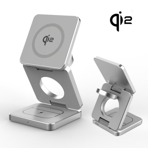 Bild von Qi2/Qi1 3 in 1 15 W magnetisches kabelloses Ladegerät für iPhone 17 16 15 Schnellladung, zusammenklappbar, für Apple Watch Airpods kabelloses Ladegerät