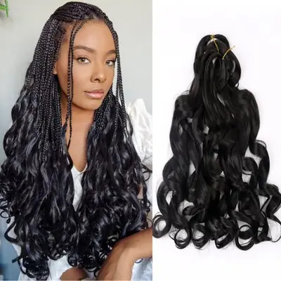 Image de Tresses Synthétiques Bouclées au Crochet - Extensions Ombrées