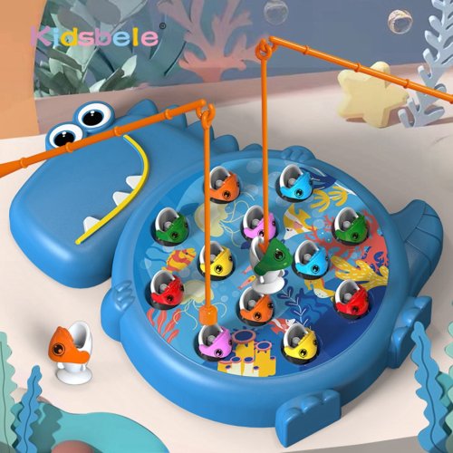 Immagine di Classico gioco di pesca magnetico – Giocattolo colorato per laghetto elettrico con tavola rotante per intrattenimento infinito per bambini
