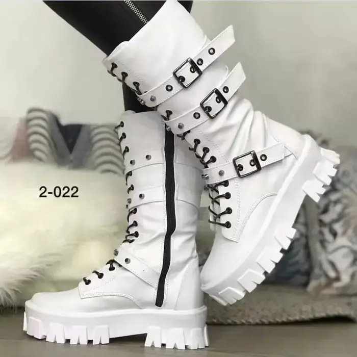 Image de Bottes Femme Punk Style Britannique - Talons Mi-Hauts