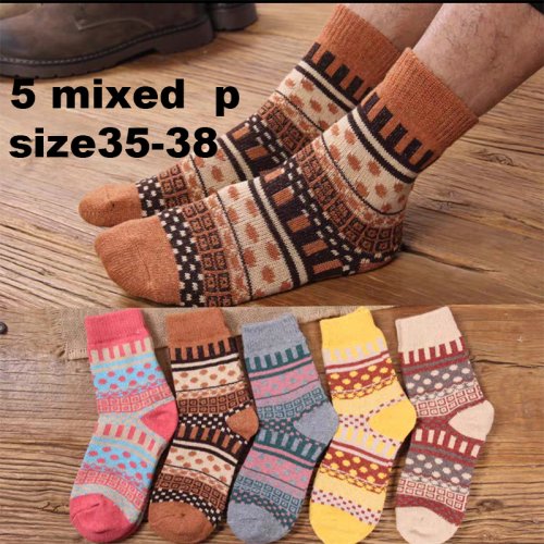 Imagen de 10 Uds = 5 pares Otoño Invierno nuevos hombres espesar cálido Harajuku moda Retro Casual lana calcet...