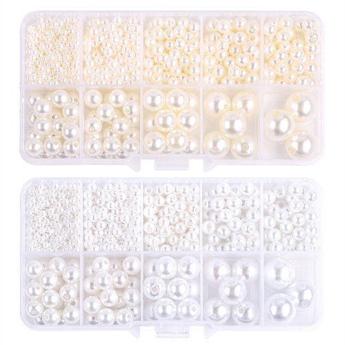 Image of Natural Pearl-Style ABS Beads Set for DIY Jewelry Making – 800-Piece Box of Craft Beads for Earrings, Bracelets, Necklaces, Phone Charms & Decorations