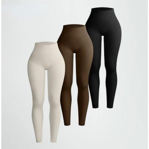 Immagine di Leggings da Donna in Maglia Elasticizzata Senza Cuciture, Vita Alta con Effetto Sollevamento Fianchi, Ideali per Palestra, Corsa, Yoga e Allenamenti Fitness