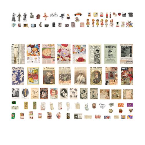 Afbeelding van 200 stuks Vintage Clip en plak Memo Pad Scrapbooking Dagboek Album Etiket Materiaal Decoratief Briefpapier Ambachtelijk Achtergrondpapier