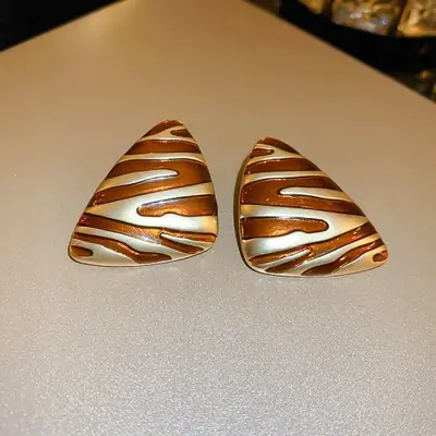 Image de Boucles d'oreilles Vintage Zèbre Triangulaires