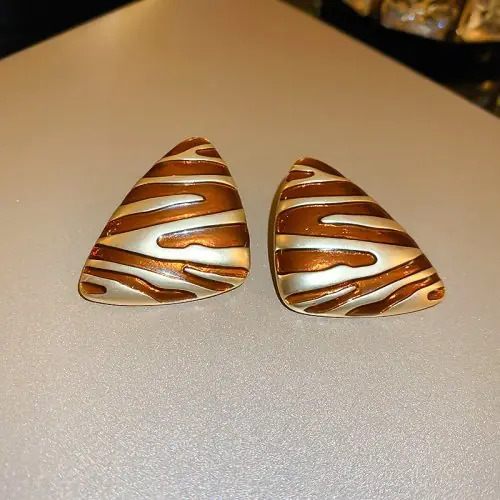 Image de Boucles d'oreilles Vintage Zèbre Triangulaires