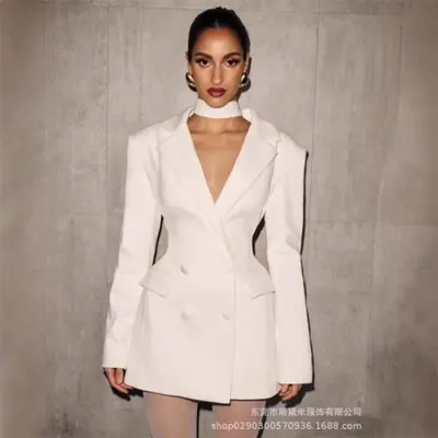 Image de Blazer Long Femme Rayé - Élégant & Séduisant