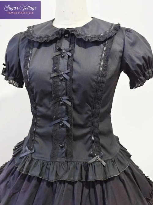 Image de Blouse Lolita Dentelle Col Poupée - Style Japonais Doux & Élégant