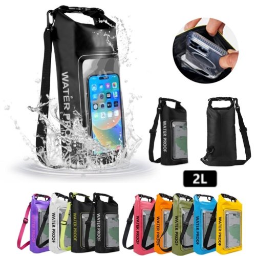 Immagine di Borsa Impermeabile da 2 Litri con Touch Screen per Trekking, Rafting, Surf, Kayak e Attività All'Aperto – Ideale per Campeggio e Avventure in Acqua