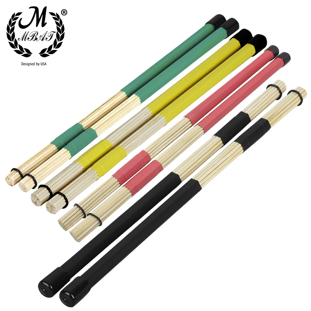 Immagine di Spazzole per Tamburo in Bambù di Alta Qualità - Coppia da 40 cm, Bacchette per Percussioni Jazz e Strumenti a Percussione
