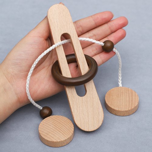 Imagen de Juego de Desbloqueo de Anillo de Madera - Rompecabezas Clásico de Escape con Anillo Mágico, Juguete de Inteligencia Kongming Lock y Luban Lock para Adultos y Niños