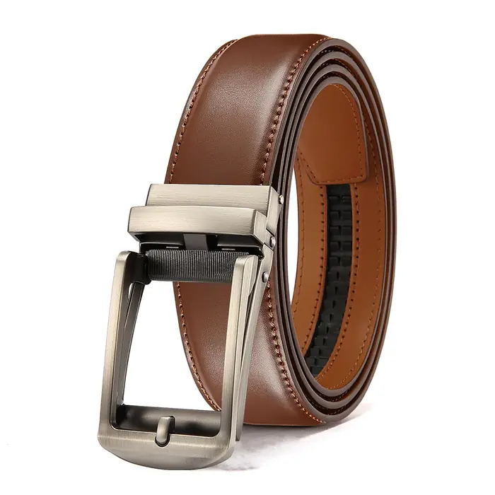 Image de Ceinture Homme Cuir Luxe Boucle Automatique - Noir & Marron