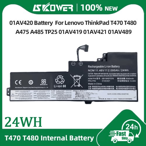 Immagine di Batteria Interna Originale per Lenovo ThinkPad T470, T480, T570, T580, TP25 - Compatibile con Modelli 01AV489, 01AV420, 01AV419, 01AV425, 01AV427, 01AV428