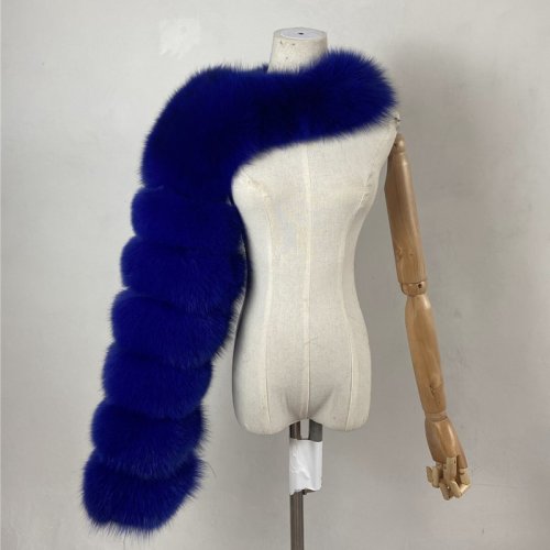 Immagine di BEIZIRU Cappotto da donna in vera pelliccia Volpe argentata Volpe rossa Due maniche 60 cm Lunghezza Moda nuda