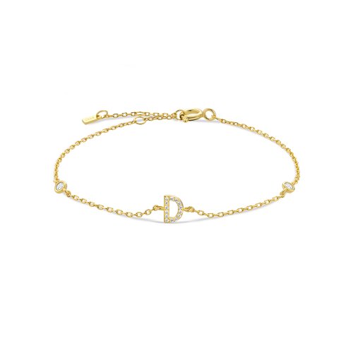 Imagen de VEWANT-pulsera de cadena con dije inicial, monograma de Plata de Ley 925 con letra A - Z, joyería fina de cristal para boda de lujo