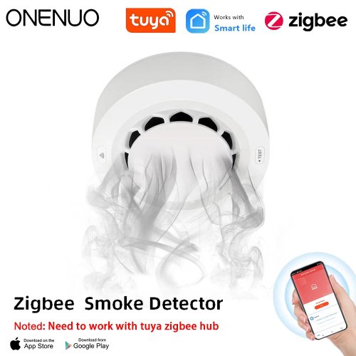 Afbeelding van Onenuo Tuya Zigbee Rooksensor Brandalarm Detector Home Security Alarm Smoke Sensor Zou Moeten Werken Met Tuya Zigbee Hub