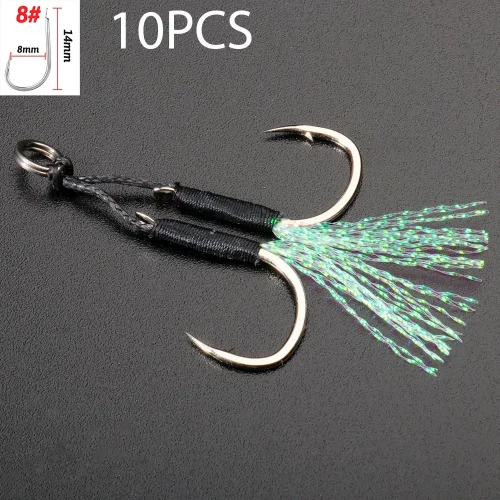 Immagine di Amo da Pesca Jig Assist in Acciaio al Carbonio - 10 Paia per Jigging Lento