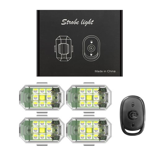 Image of 4-Pack Wireless LED Strobe Lights for Motorcycle, Car, and Bike – Remote Control Anti-Collision Warning Signal Lamp with Flashing Safety Alert