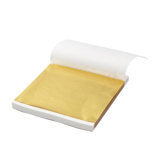 Image of Premium 100-Sheet Pure Shiny Gold Leaf Kit for DIY Gilding, Furniture Accents, Wall Art, and Handmade Crafts