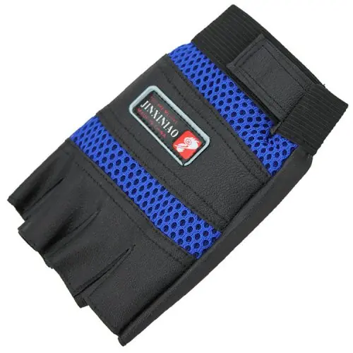 Image de Gants Fitness Demi-Doigt en Cuir - Noir