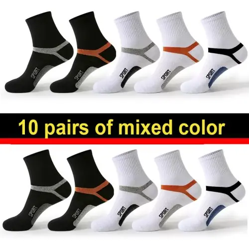 Image de Chaussettes Sport Homme - 10 Paires Noires Respirantes
