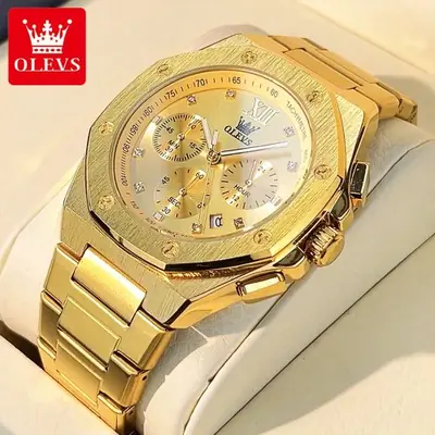Image de Montre Homme Luxe Acier Quartz Étanche Chronographe