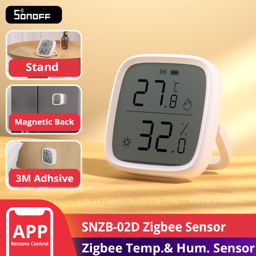 Image of Sonoff SNZB-02D Zigbee Smart LCD Temperature and Humidity Sensor with Wireless Hygrometer & Thermometer for Alexa, Google Home, and Alice