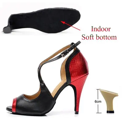 Image de Chaussures de Danse Latine Femme - Talons 10 cm Or & Rouge