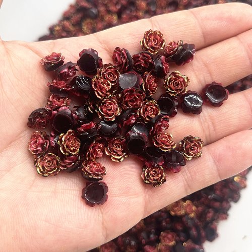 Image of Handcrafted Glitter Resin Rose Flowers – 30 pcs 13mm Natural-Looking Floral Accents for DIY Jewelry, Nail Art & Craft Projects