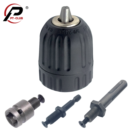 Imagen de Adaptador de Mandril de Taladro Sin Llave con Cambio Rápido de 0 a 10 mm, Rosca 3/8-24UNF, Vástago SDS Plus y Hexagonal 1/4 Pulgadas