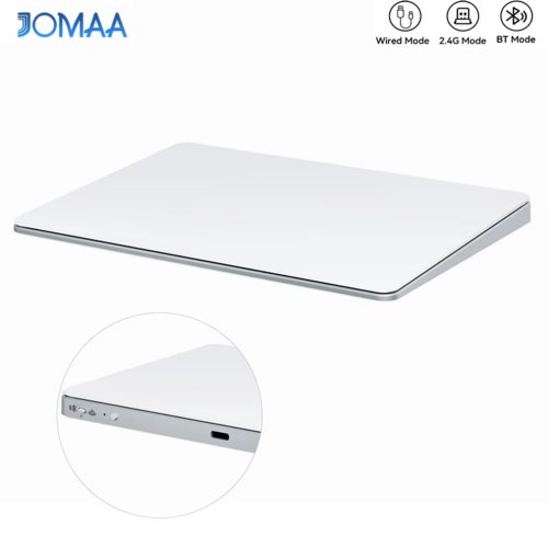 Imagen de Trackpad Inalámbrico Bluetooth con Superficie de Vidrio Liso y Panel Táctil Multitáctil para Windows y Mac, Diseño de Aluminio con Conexión USB