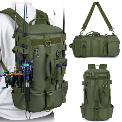 Image de Sac à Dos Tactique Pêche - Rangement Canne & Équipement