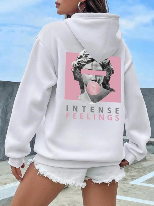 Bild von Frauen Hoodie mit Kunst-Druck 'Skulptur Intensive Gefühle' – Weicher Fleece-Sweatshirt mit Kapuze, Warm und Bequem für Casual & Streetwear-Look