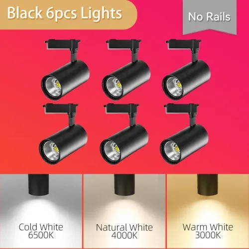 6PCS Black No Rails