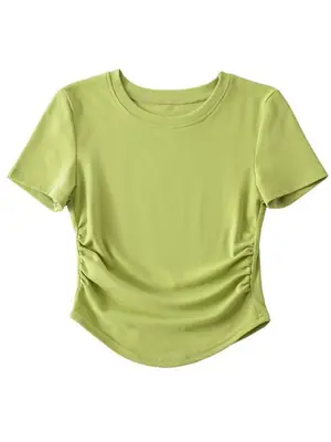 Image de T-Shirt Harajuku Femme 2024 - Col Rond & Détails Froncés