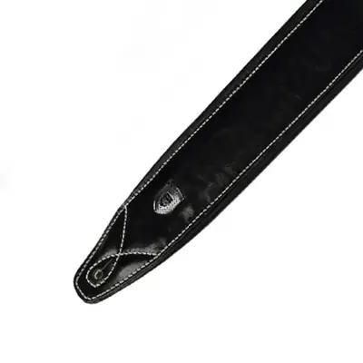 Image de Sangle de Guitare en Cuir Véritable - Marron & Noir