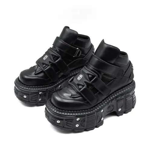 Image de Bottines Punk Femme 6cm - Style Gothique Rock avec Détails Métalliques
