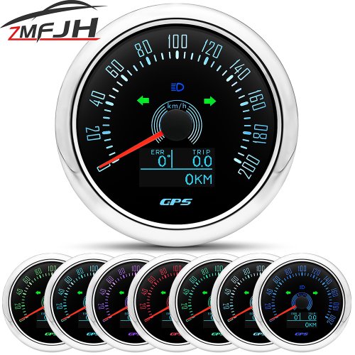 Image of 85mm Digital GPS Speedometer with 0-160mph / 0-200km/h Display, 7-Color Backlight, Built-in GPS Antenna for Cars, Boats, and Marine Vehicles