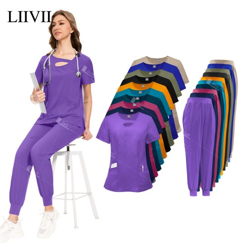 Image of New Fashion Beauty Salon Spa Workwear Surgical Uniforms Woman Medical Scrub Set Clinical Nurse Doctor Uniform Clinical Top Pants