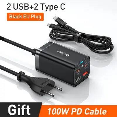 Image de Chargeur USB-C 65W Baseus – Charge Rapide pour iPhone, Huawei, Xiaomi, MacBook