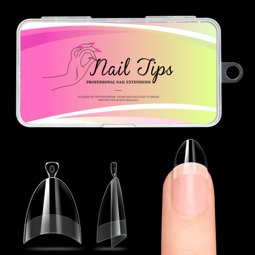Imagen de Puntas de Uñas Cortas en Forma de Almendra - 240 Unidades para Extensión de Uñas Acrylic, Media Cubierta, con Asas, Ideal para Salones y DIY en Casa