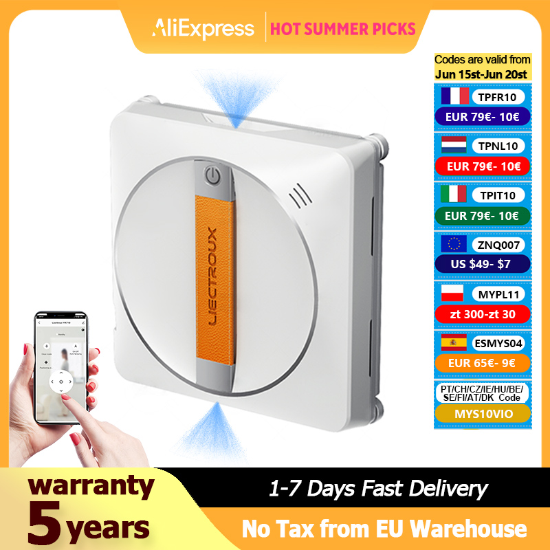 Image of Robot Window Vacuum Cleaner LIECTROUX YW710,Dual Water Spray,Laser Sensor,Smart Home Glass Wall Washing,App&Remote Control