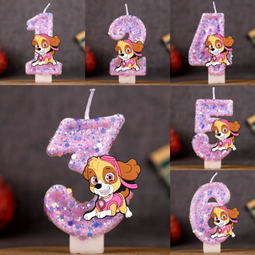 Afbeelding van Paw Patrol Thema Kaarsen voor Verjaardagstaart, Jubileumfeest of Babydouche – Speelse Decoratie met Nummers 0 tot 9