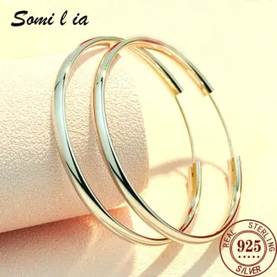 Image de Boucles d'oreilles plaquées platine 3,7 cm - Élégance & Style