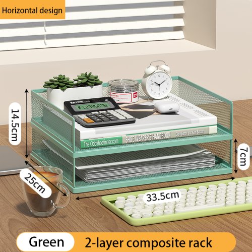 Image de Organiseur de Bureau Empilable Vert - 4 Niveaux