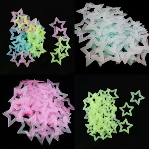 Afbeelding van 3D Holle Ster Muurstickers met Energieopslag - Fluorescerende Glow-in-the-Dark Stickers voor Kinderkamer en Woonkamer