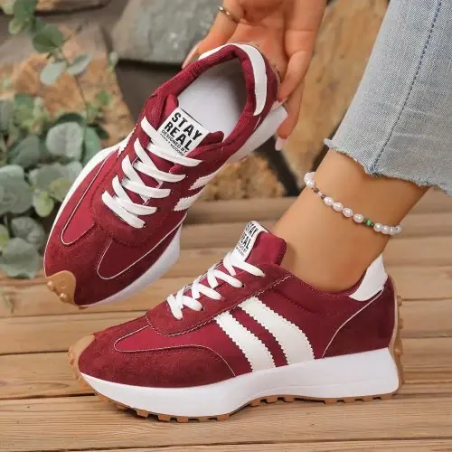 Image de Baskets Femmes Confortables 2025 - Style Patchwork en Cuir